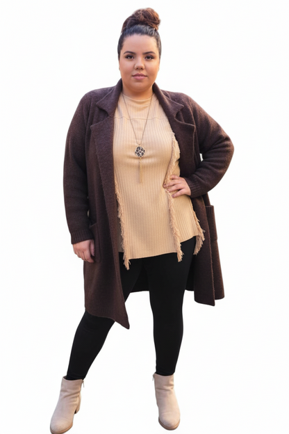 Laura Lapel Collar Open Front Cardigan