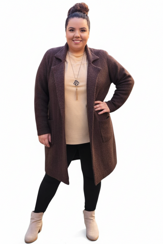 Laura Lapel Collar Open Front Cardigan