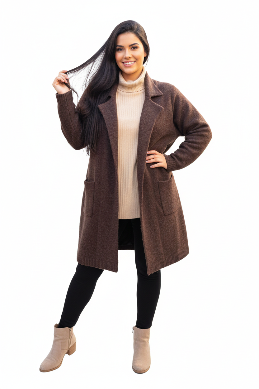 Laura Lapel Collar Open Front Cardigan
