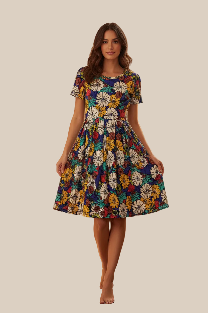 LuLaRoe Amelia • Fit and Flare Dress • Rare Sunflower Print • Vintage Boho Vibes