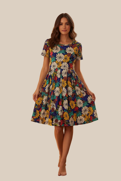 LuLaRoe Amelia • Fit and Flare Dress • Rare Sunflower Print • Vintage Boho Vibes