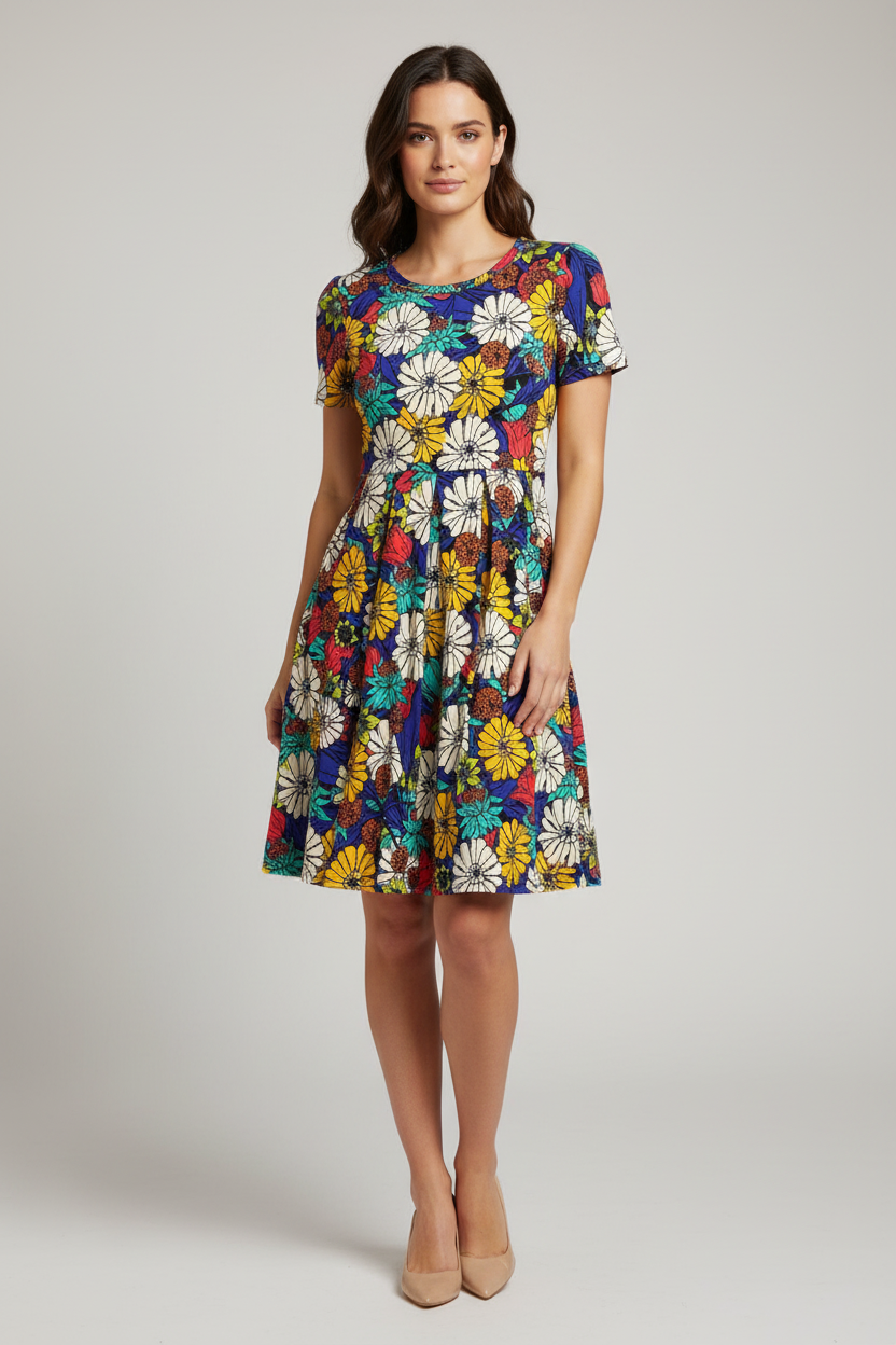 LuLaRoe Amelia • Fit and Flare Dress • Rare Sunflower Print • Vintage Boho Vibes