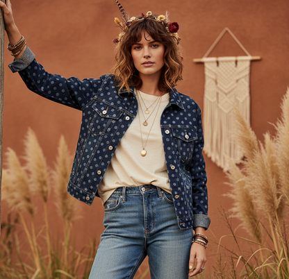 LuLaRoe Kenny Denim Jacket • Blue Dots and Hearts