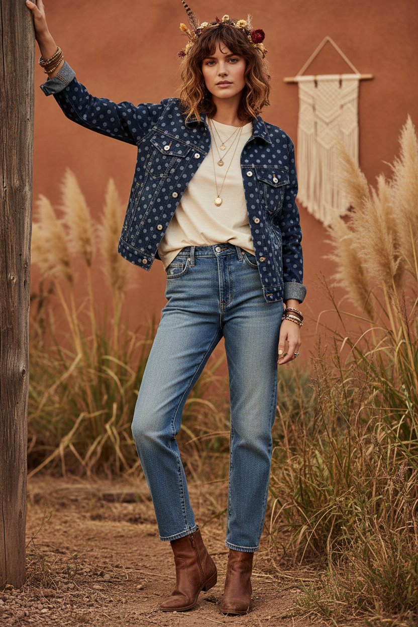 LuLaRoe Kenny Denim Jacket • Blue Dots and Hearts