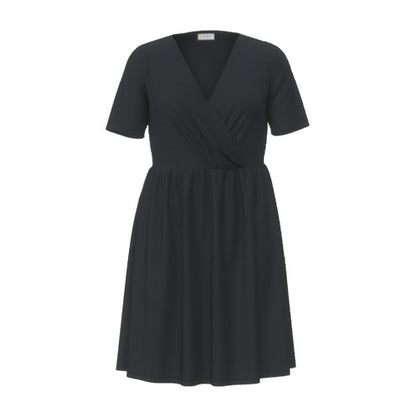 LuLaRoe Chantale Cross Front Dress • Side Seam Pockets • Solid Black