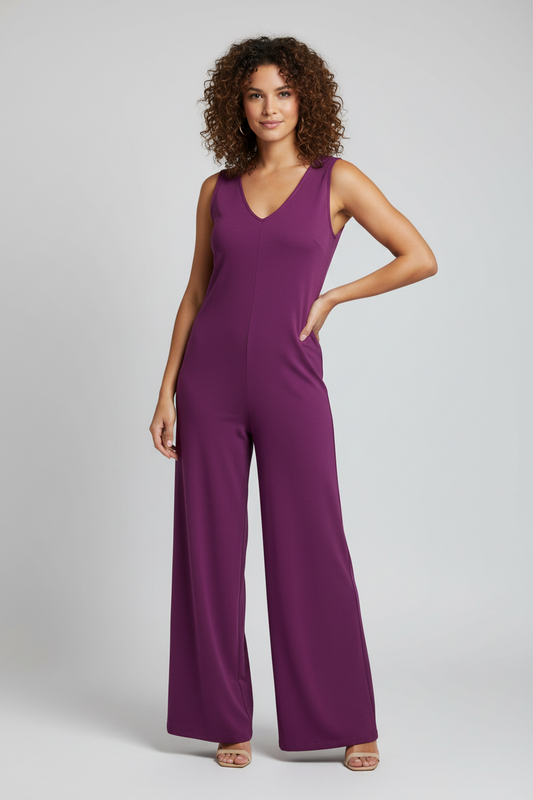 LuLaRoe Natalie • Double V-Neck Wide Leg Jumpsuit with Side Seam Pockets