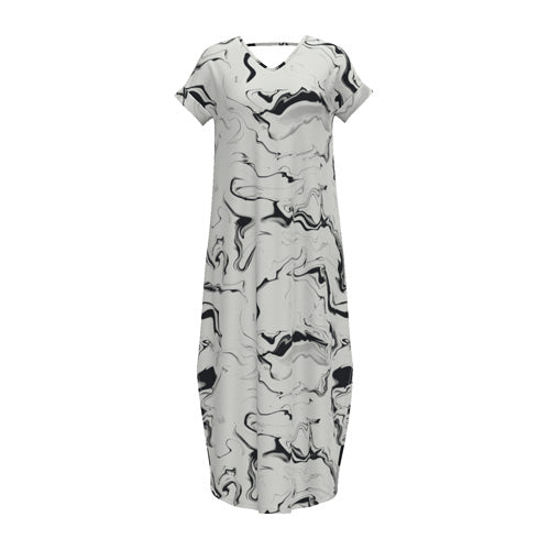 LuLaRoe Macy • Maxi Dress • Double V-Neck • Split Hem • White Black Marble