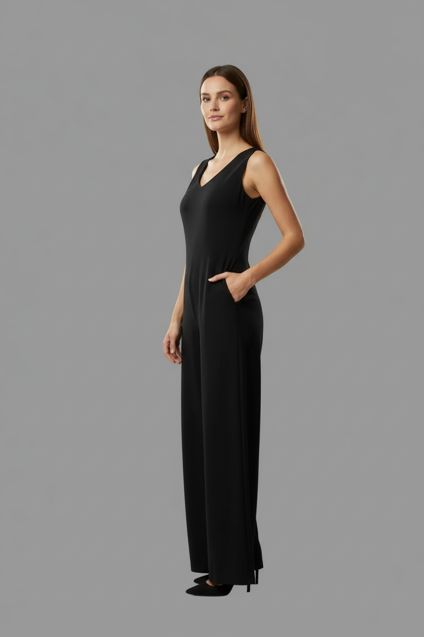 LuLaRoe Natalie • Double V-Neck Wide Leg Jumpsuit with Side Seam Pockets