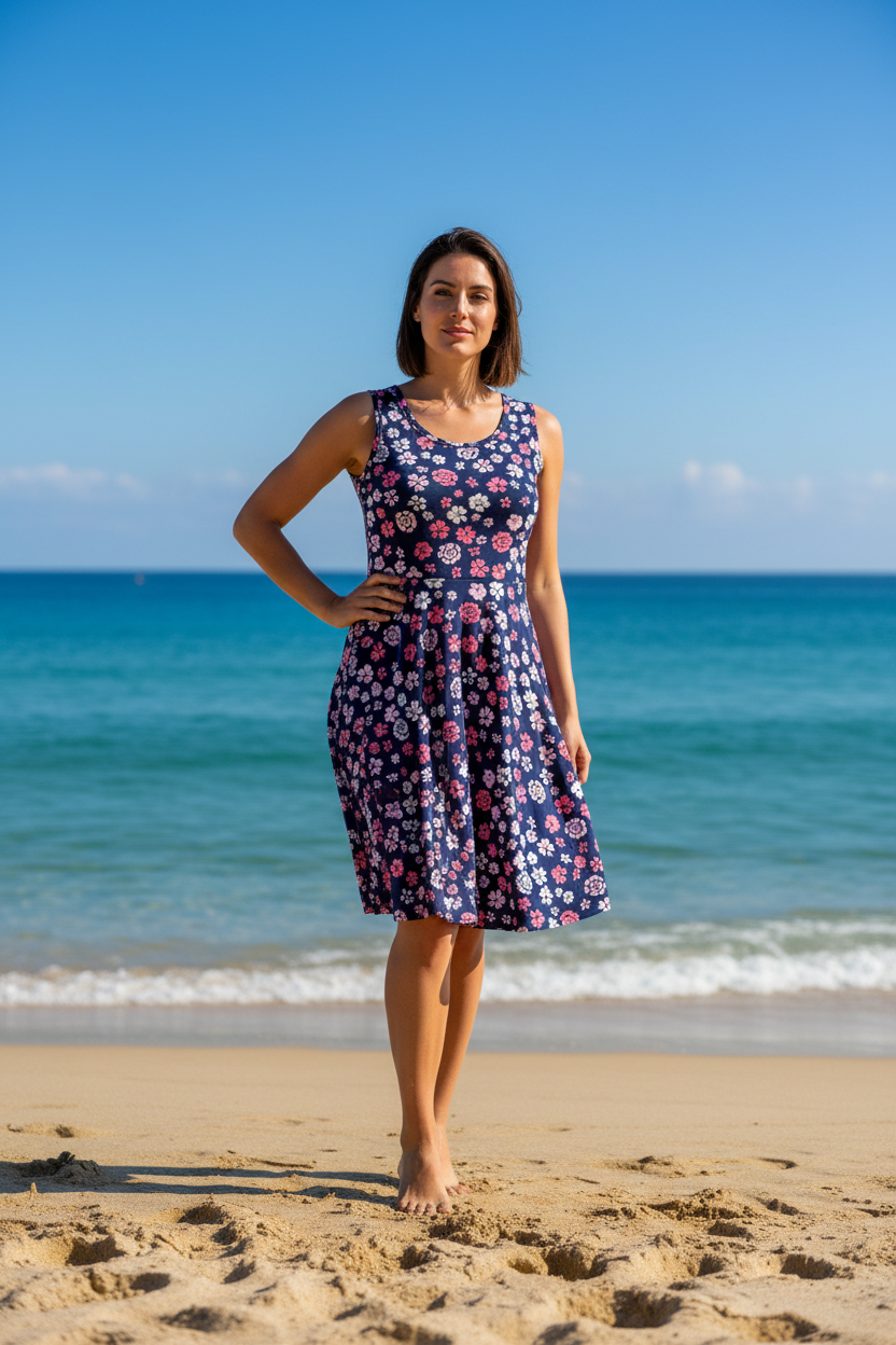 LuLaRoe Nicki • A-Line • Sleeveless • Fit and Flare Dress • Navy Pink Floral