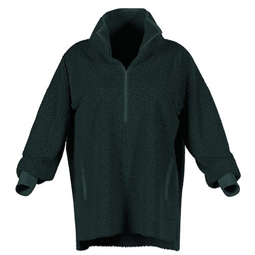 LuLaRoe Nancy Half Zip Pullover with Side Pockets • Solid Botanical Garden Green