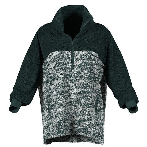 LuLaRoe Nancy Half Zip Pullover with Side Pockets • Green White Texture
