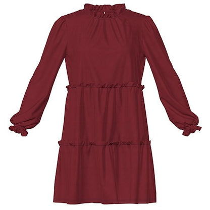 LuLaRoe Annabelle Ruffled Tiered Dress • Solid Merlot Red