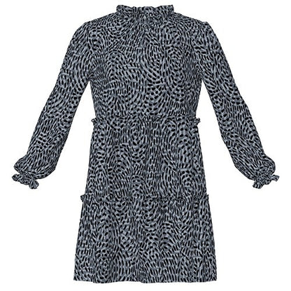 LuLaRoe Annabelle Ruffled Tiered Dress • Charcoal Black Abstract Circles