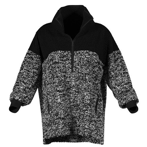 LuLaRoe Nancy Half Zip Pullover with Side Pockets • Black White Gravel Texture