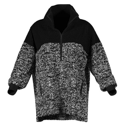 LuLaRoe Nancy Half Zip Pullover with Side Pockets • Black White Gravel Texture