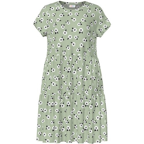 LuLaRoe Ariel Three Tiered Dress with Pockets • Green White Daisies