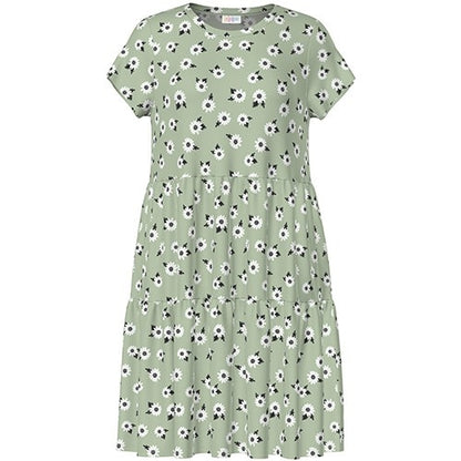 LuLaRoe Ariel Three Tiered Dress with Pockets • Green White Daisies