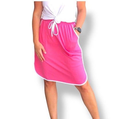LuLaRoe Lonica • Dolphin Hem Skirt • - Solid Fandango Pink