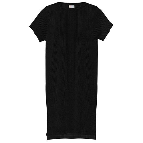 LuLaRoe Chelsea T-Shirt Dress • Ribbed Fabric • Step Hemline • Solid Black