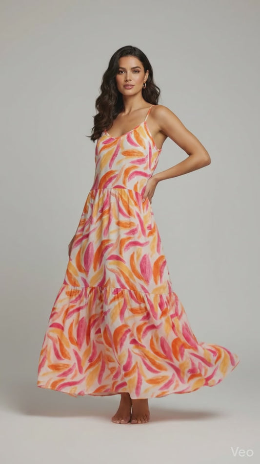 Resort Wear • Carina Tiered Maxi Dress • Swimsuit Coverup