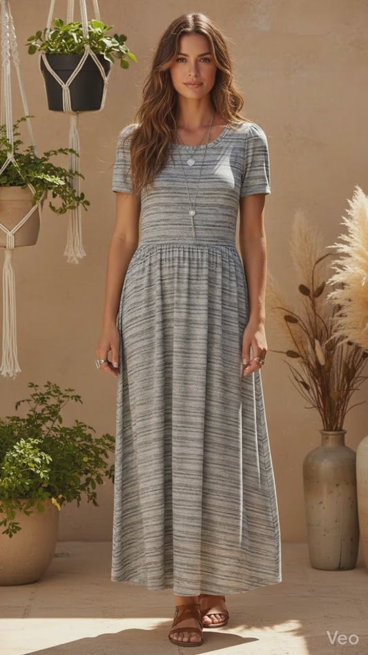 LuLaRoe Riley • Empire Waist Midi Dress • Gray Faux Heather