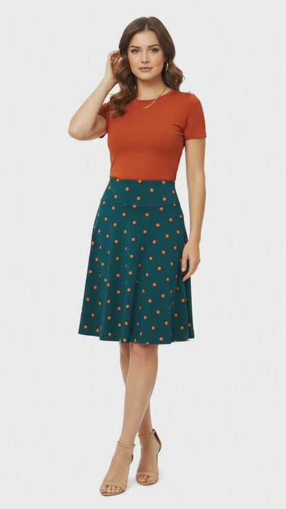 LuLaRoe Azure • A-Line Skirt • Teal Polka Dot