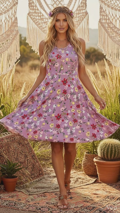 LuLaRoe Nicki • A-Line • Sleeveless • Fit and Flare Dress • Mauve Floral