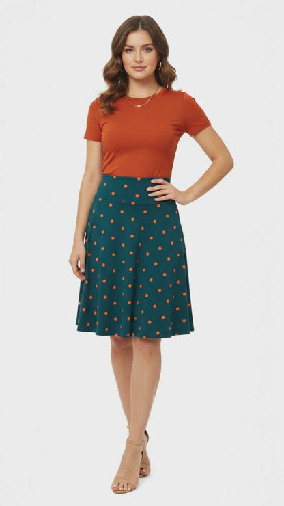 LuLaRoe Azure • A-Line Skirt • Teal Polka Dot