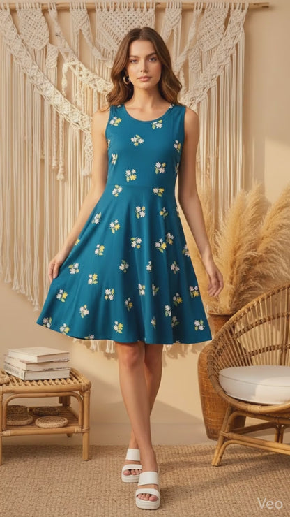 LuLaRoe Nicki • A-Line • Sleeveless • Fit and Flare Dress • Dark Teal Floral