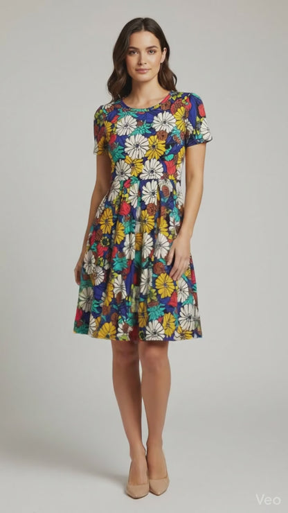LuLaRoe Amelia • Fit and Flare Dress • Rare Sunflower Print • Vintage Boho Vibes