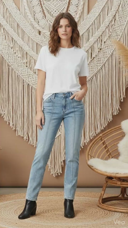 LuLaRoe Straight Leg Seamed Denim • Ibiza • Light Blue Wash